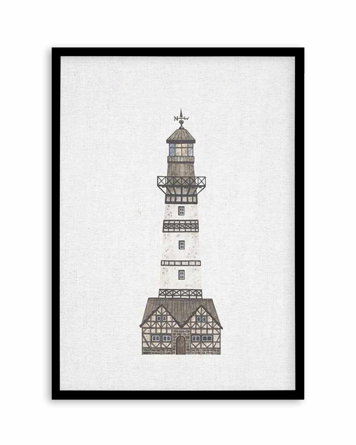 Lighthouse on Linen I Art Print