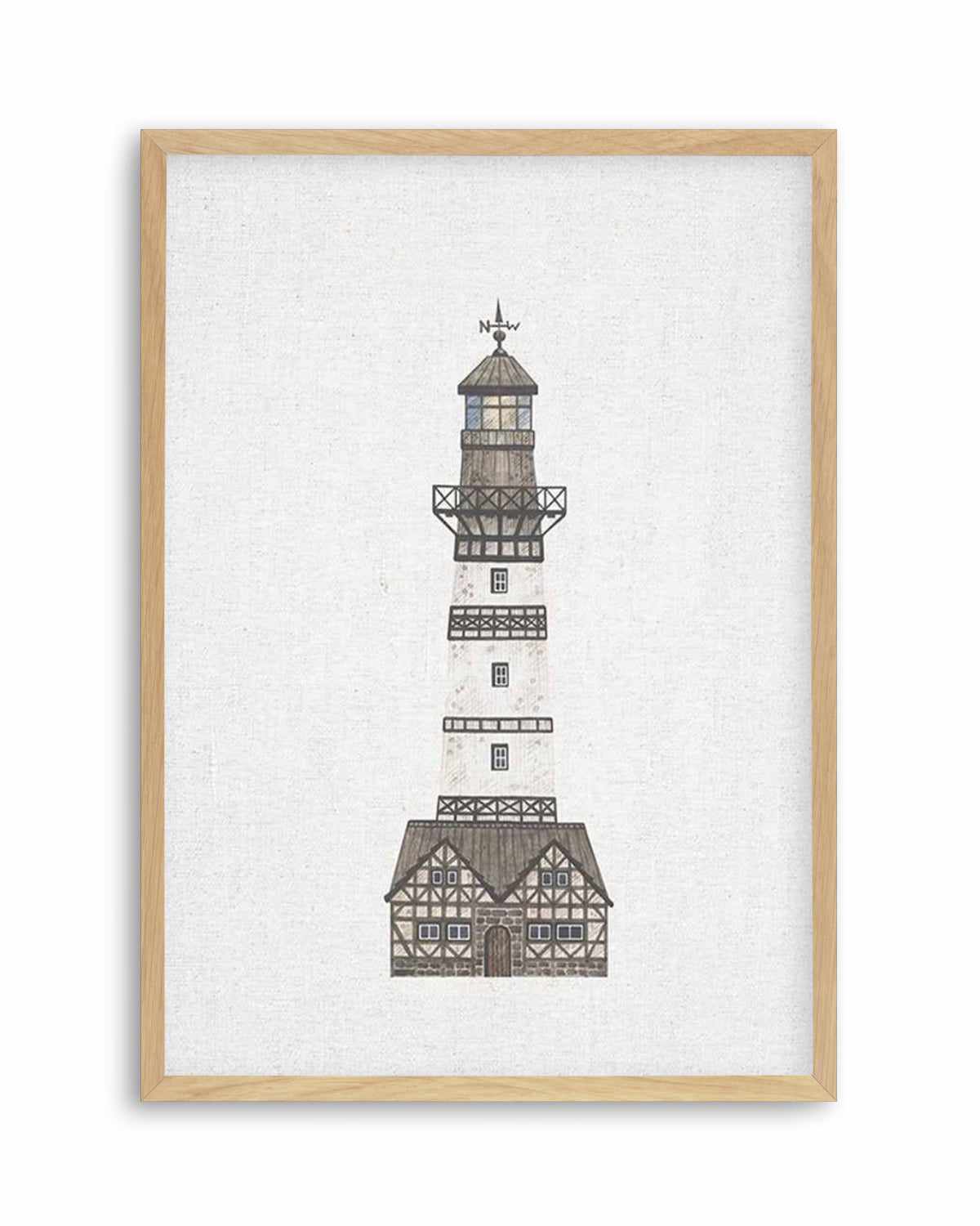 Lighthouse on Linen I Art Print