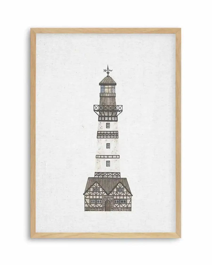 Lighthouse on Linen I Art Print from Olive et Oriel where you can shop wallpaper and artworks online