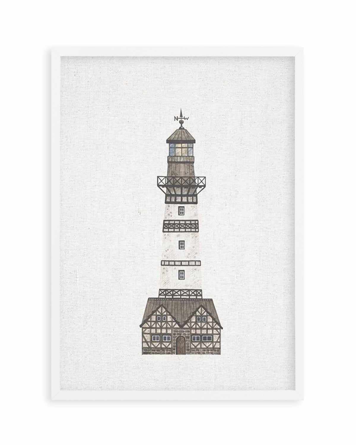 Lighthouse on Linen I Art Print