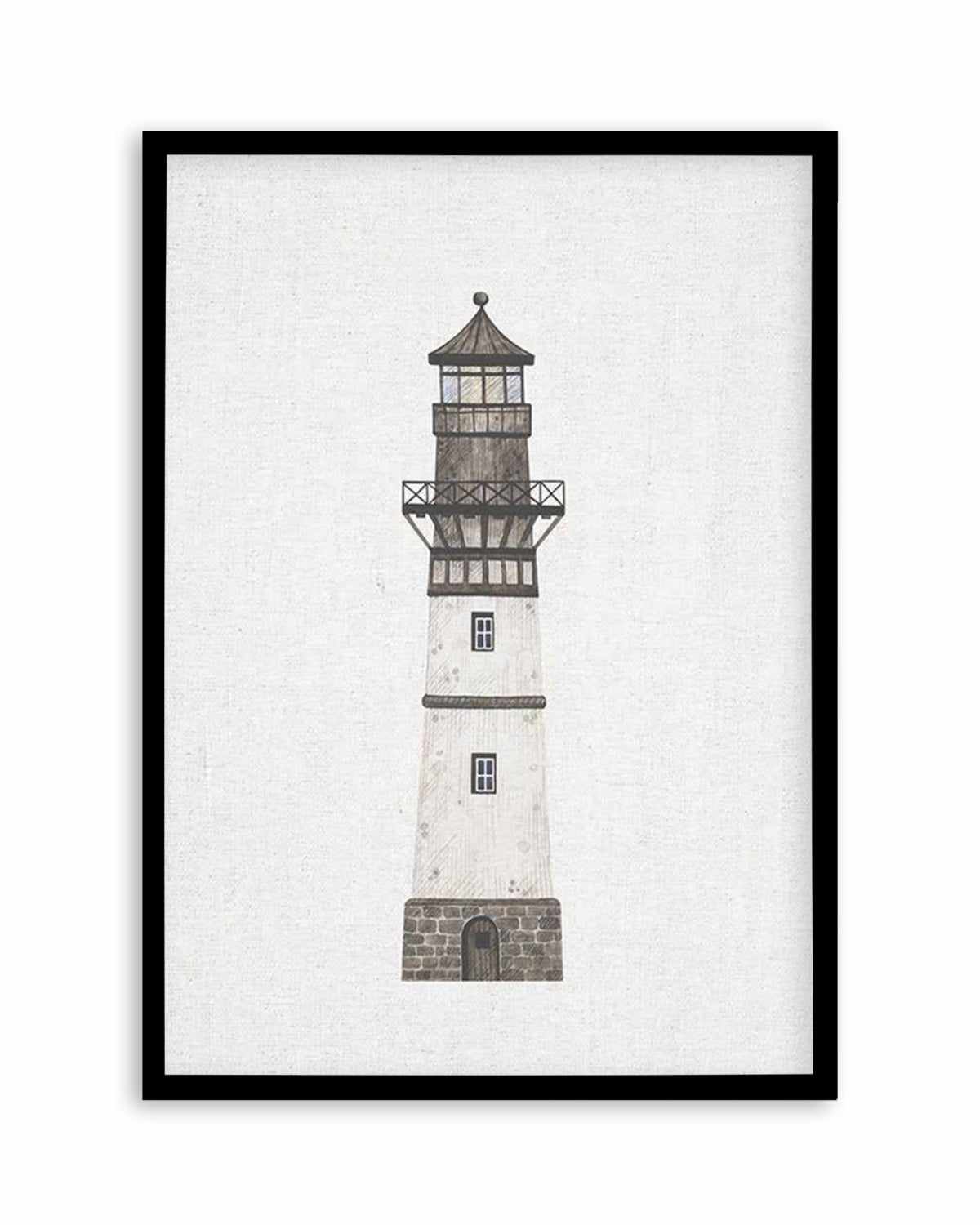 Lighthouse on Linen II Art Print