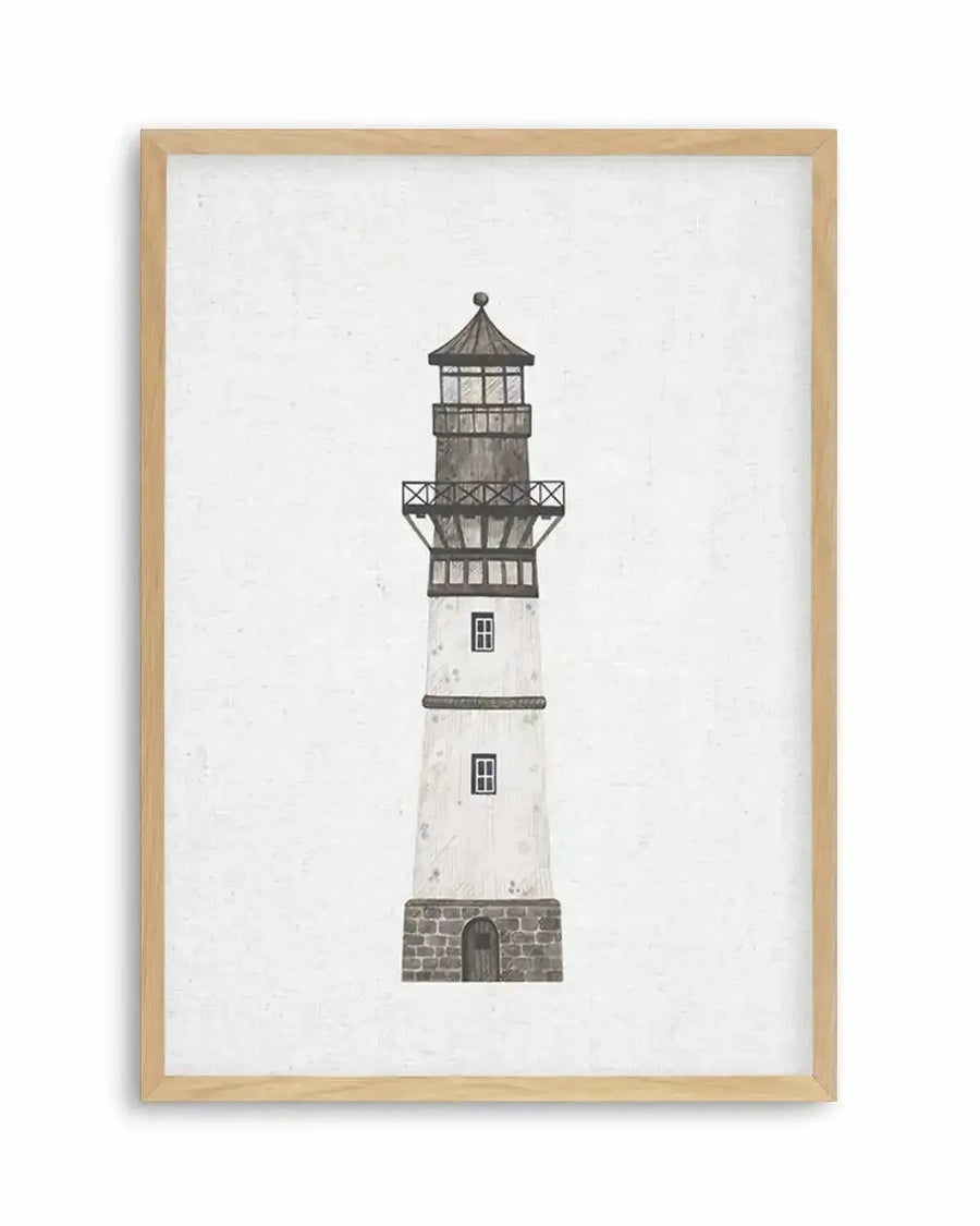 Lighthouse on Linen II Art Print from Olive et Oriel where you can shop wallpaper and artworks online