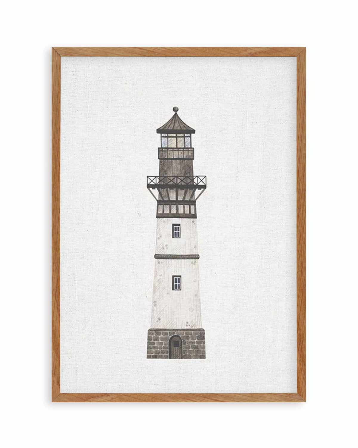 Lighthouse on Linen II Art Print