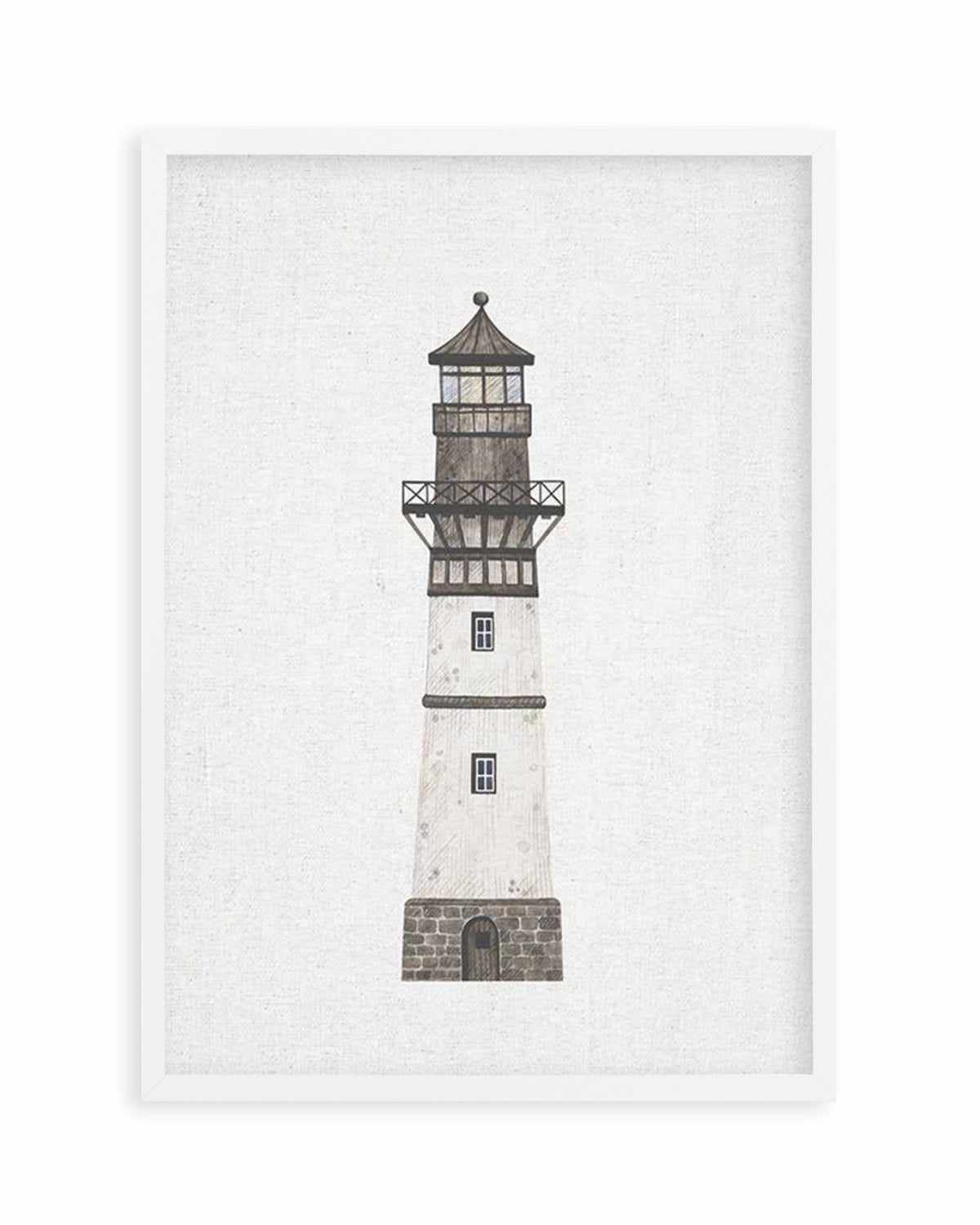 Lighthouse on Linen II Art Print