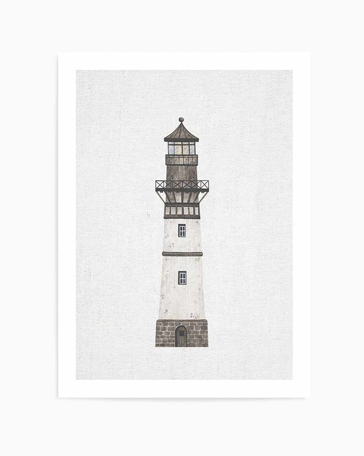 Lighthouse on Linen II Art Print