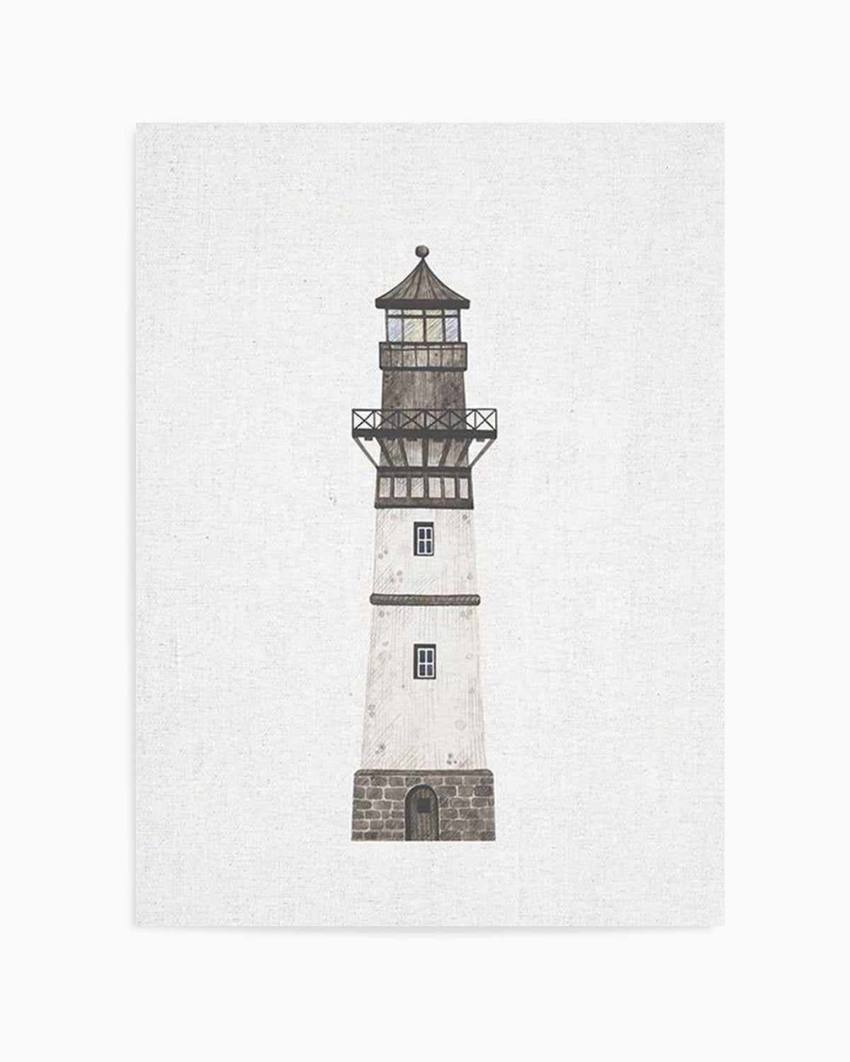 Lighthouse on Linen II Art Print