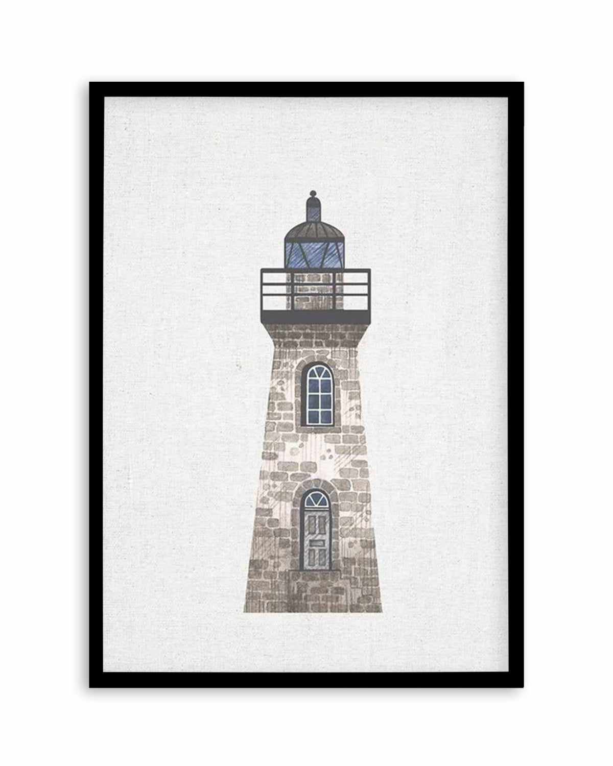 Lighthouse on Linen III Art Print