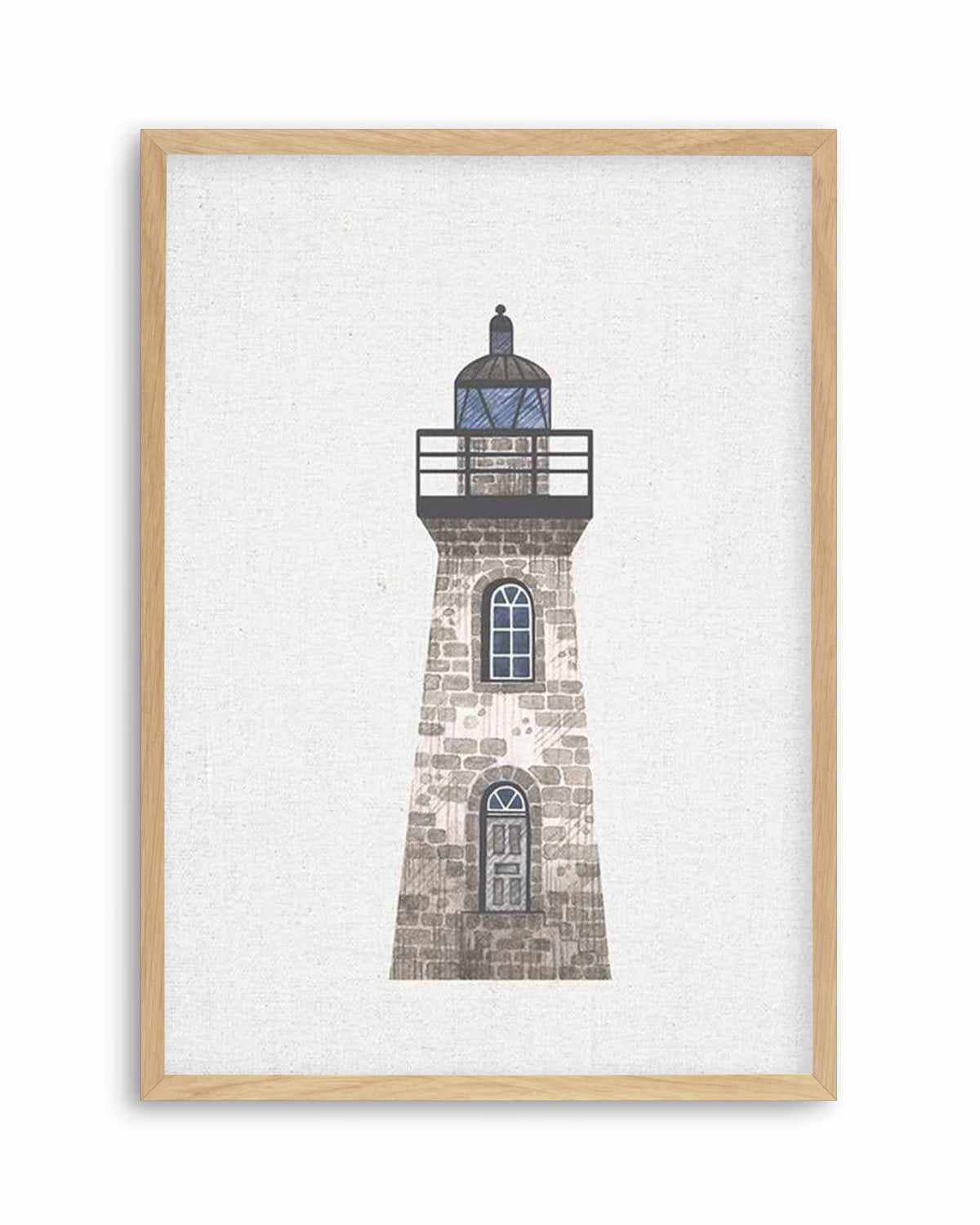 Lighthouse on Linen III Art Print