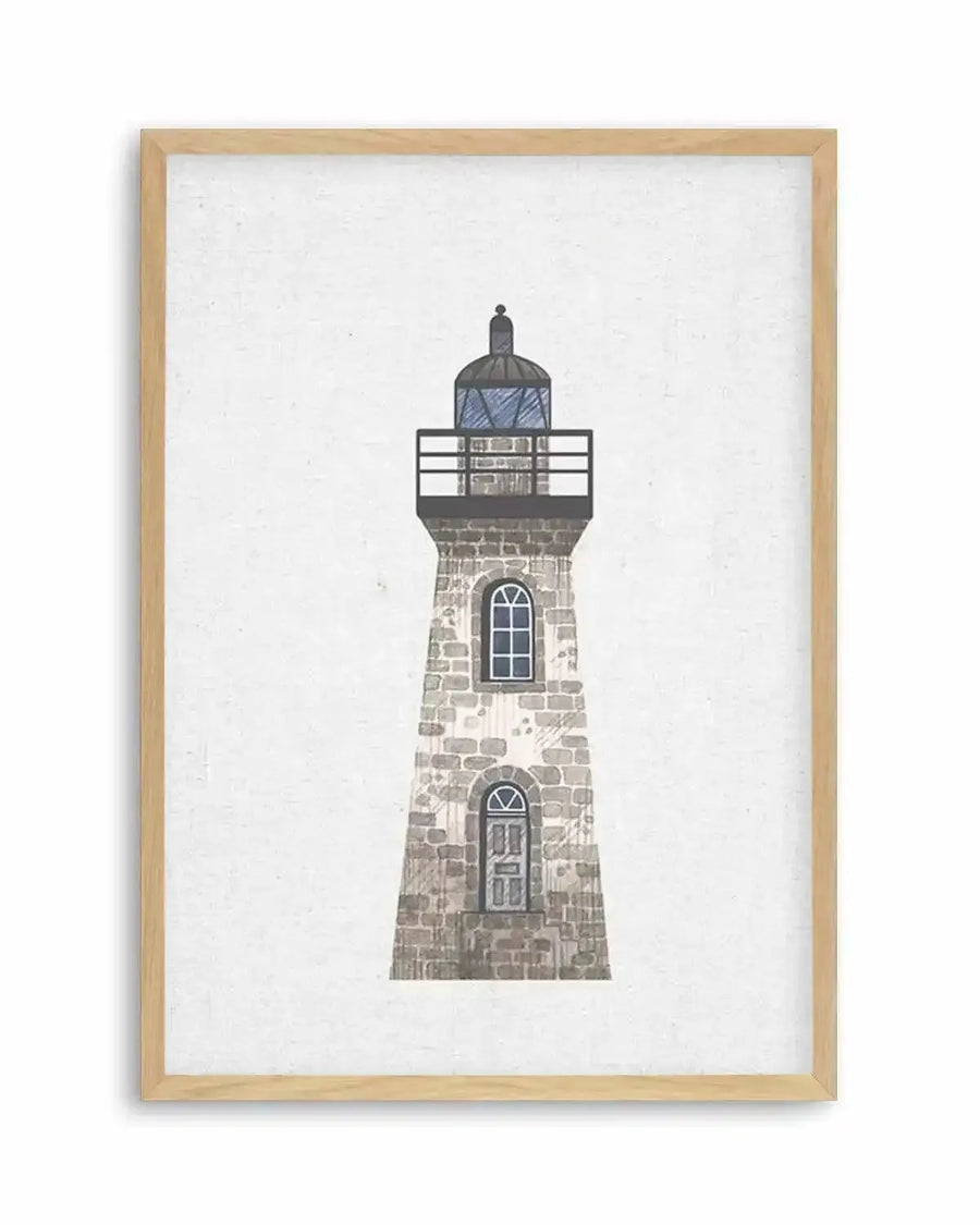 Lighthouse on Linen III Art Print from Olive et Oriel where you can shop wallpaper and artworks online