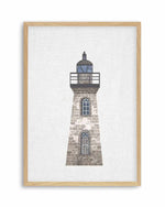 Lighthouse on Linen III Art Print