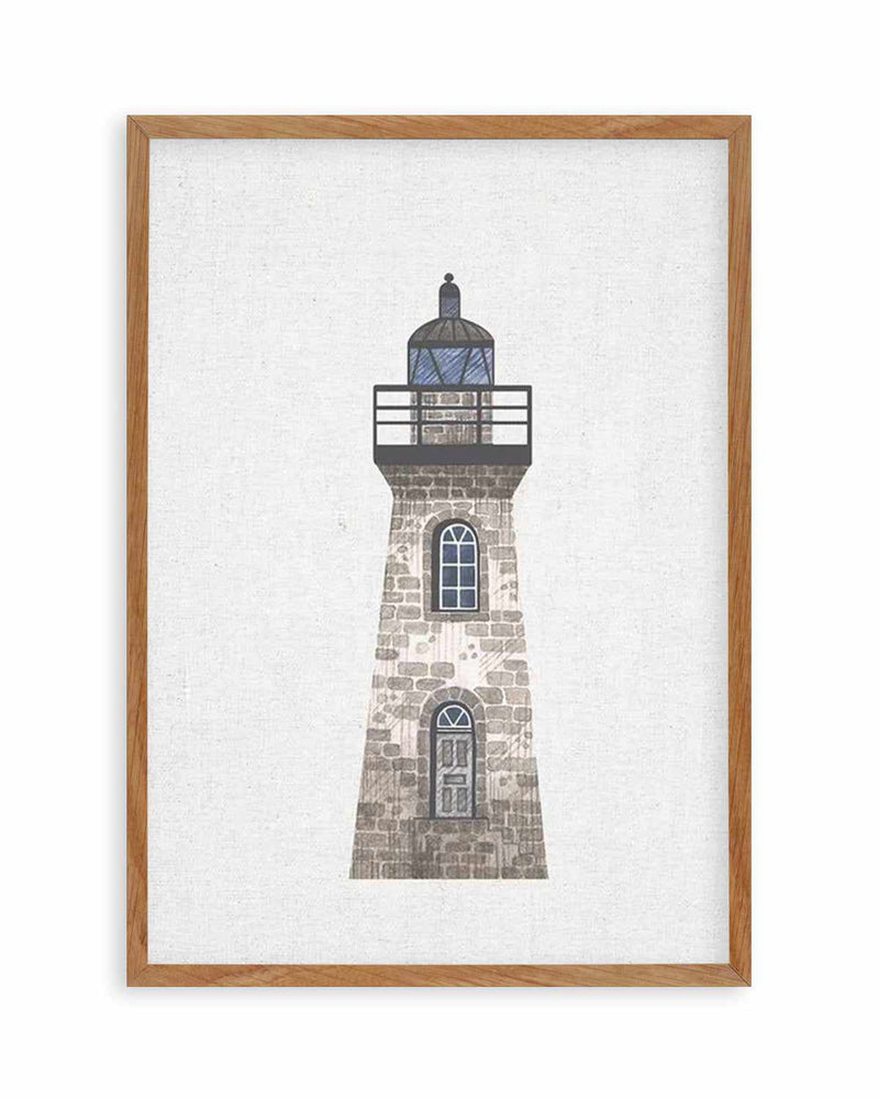 Lighthouse on Linen III Art Print
