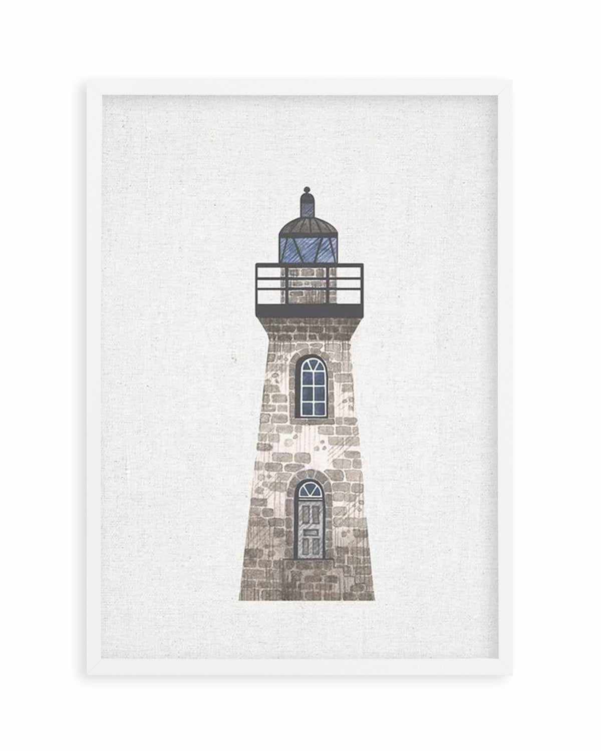 Lighthouse on Linen III Art Print