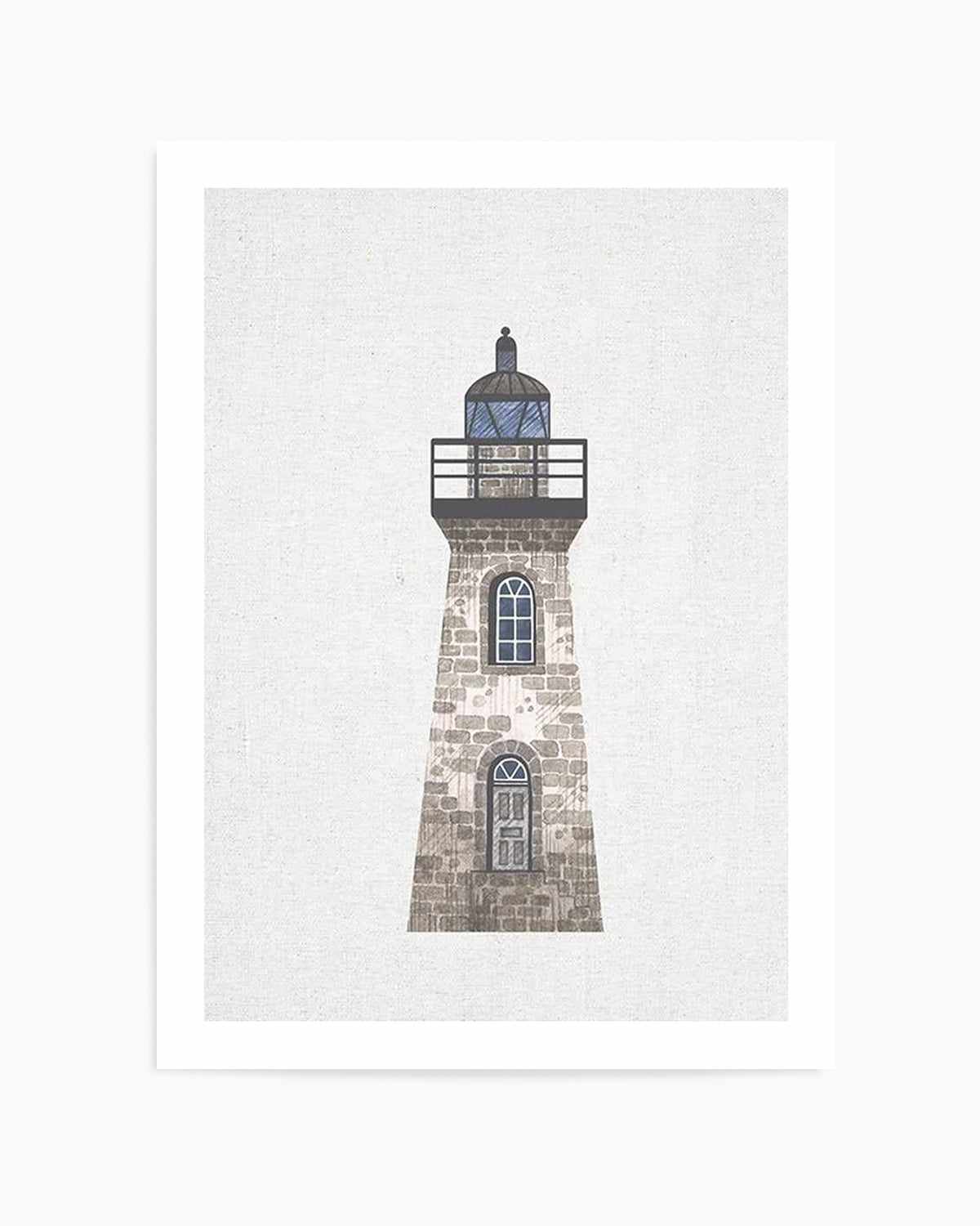 Lighthouse on Linen III Art Print