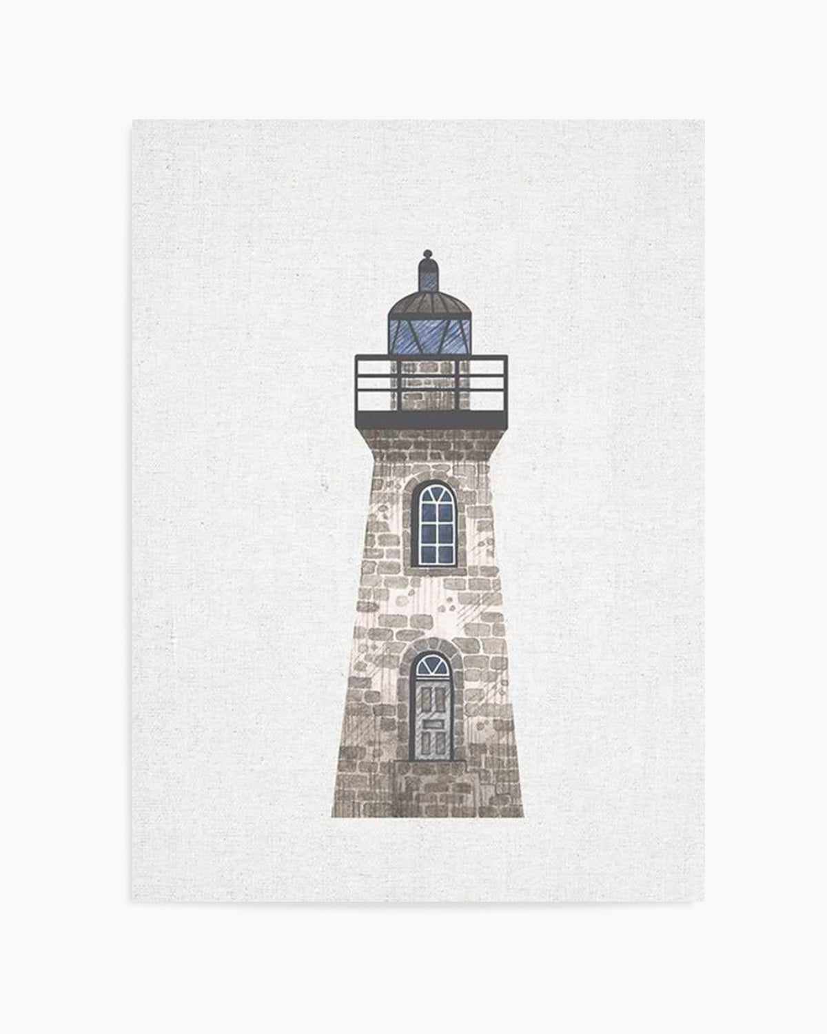 Lighthouse on Linen III Art Print