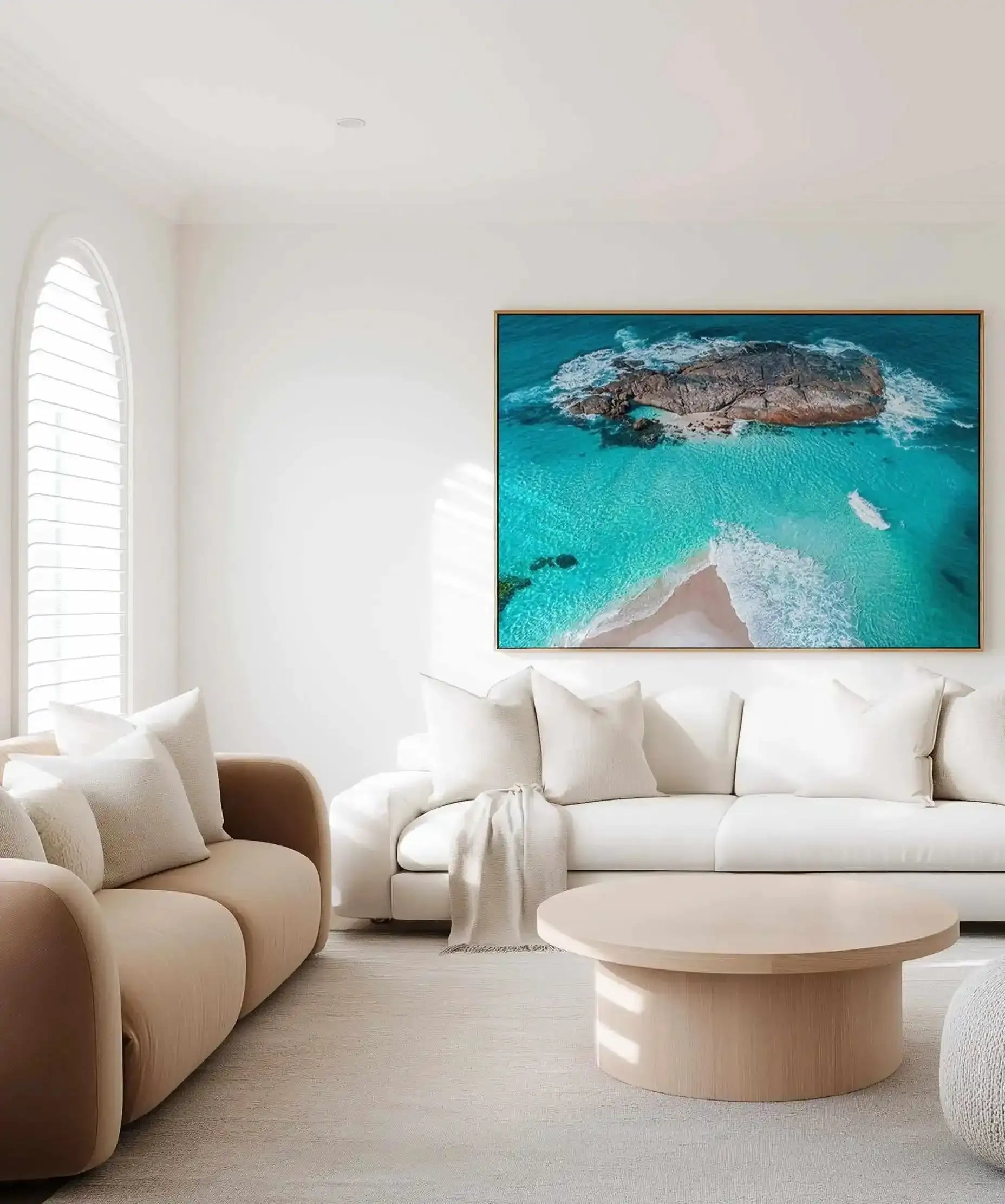 Lights Beach From Above Denmark LS | Aerial Photo Wall Framed Canvas Art Print from Olive et Oriel where you can shop wallpaper and artworks online