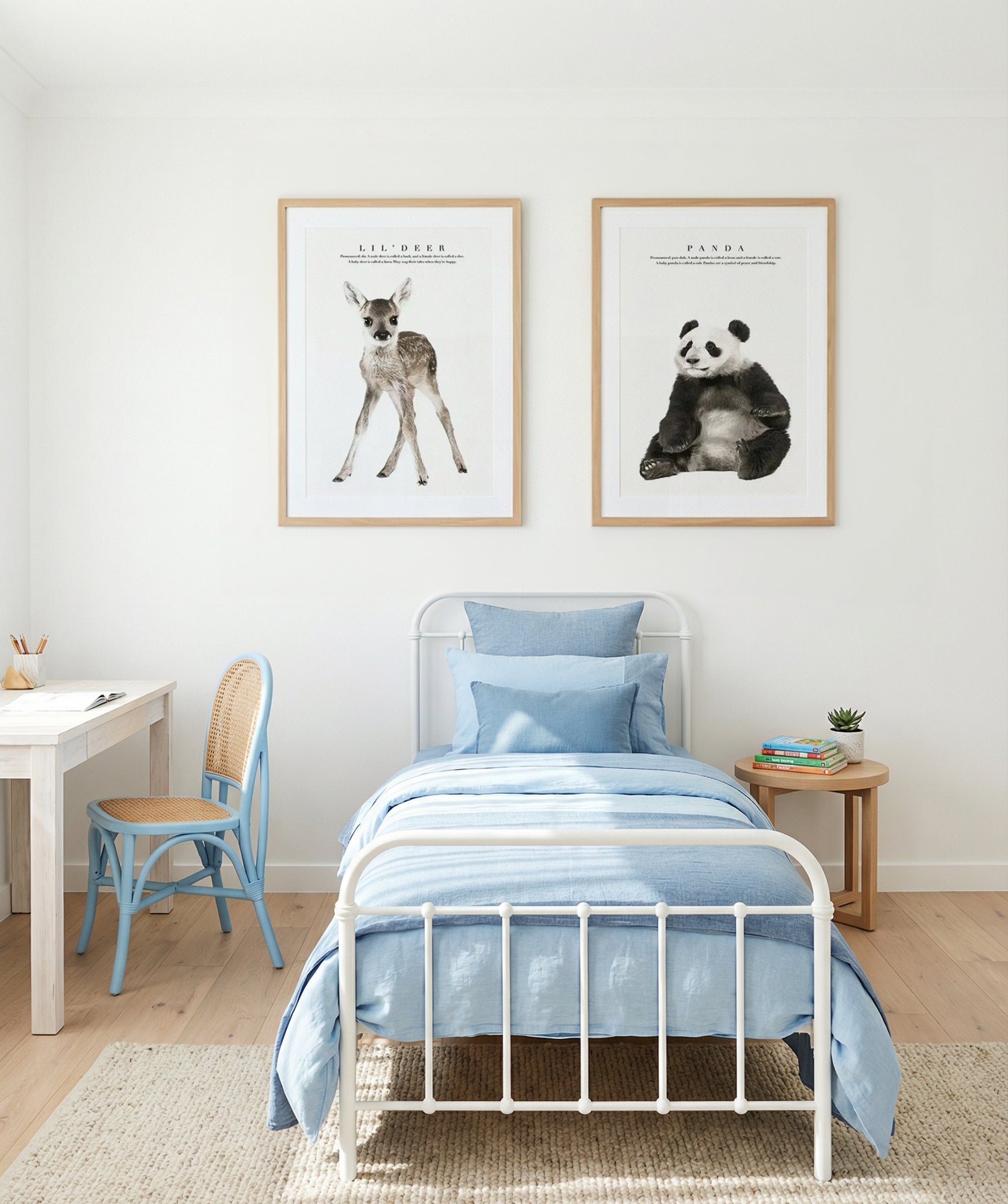Lil Deer & Panda Art Print Set of 2 | Matching Wall Art