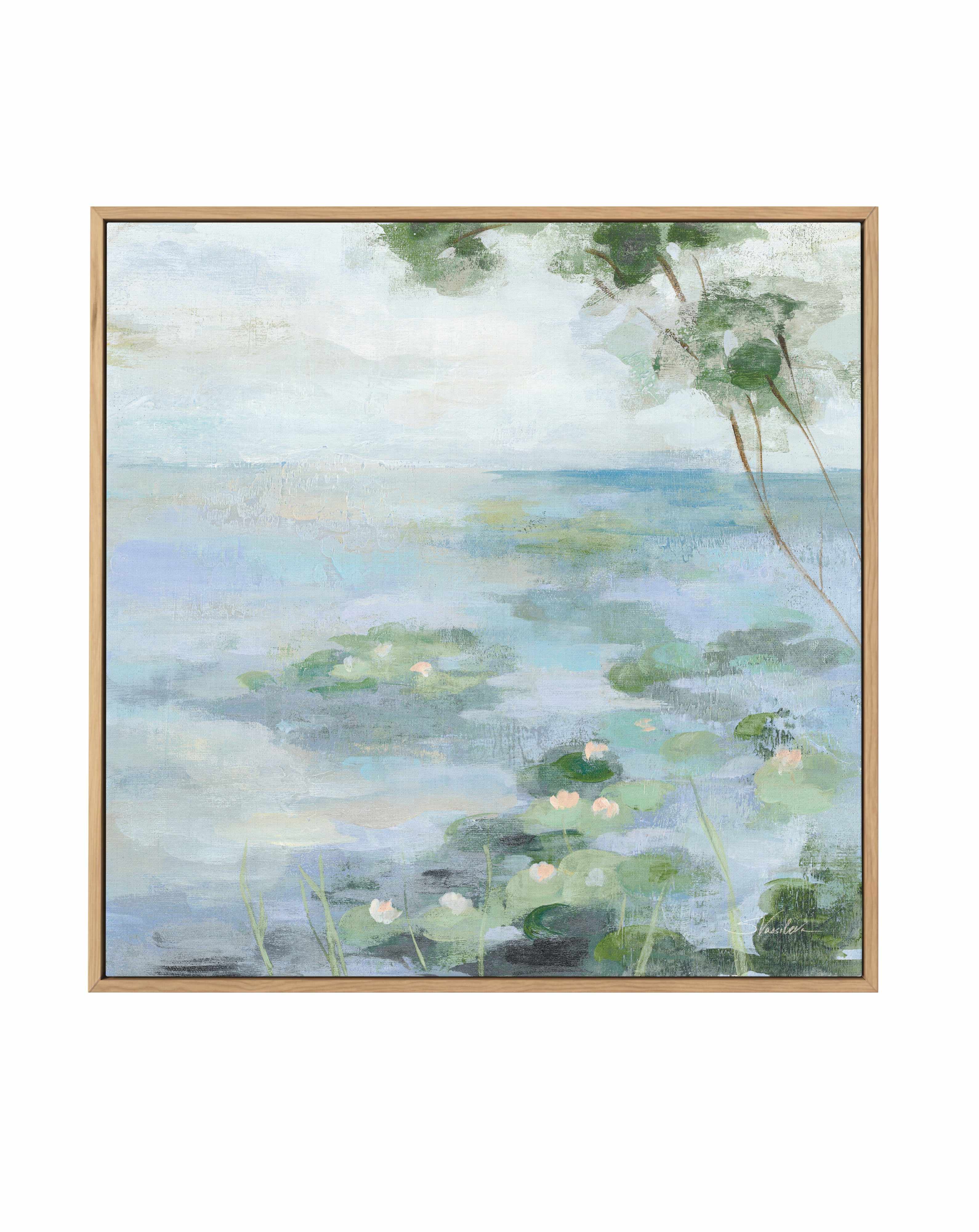 Lily Pond II Light | Framed Canvas Art Print