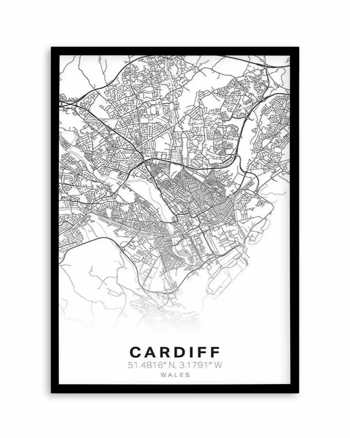 Line Art Map Of Cardiff Art Print from Olive et Oriel where you can shop wallpaper and artworks online