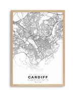 Line Art Map Of Cardiff Art Print