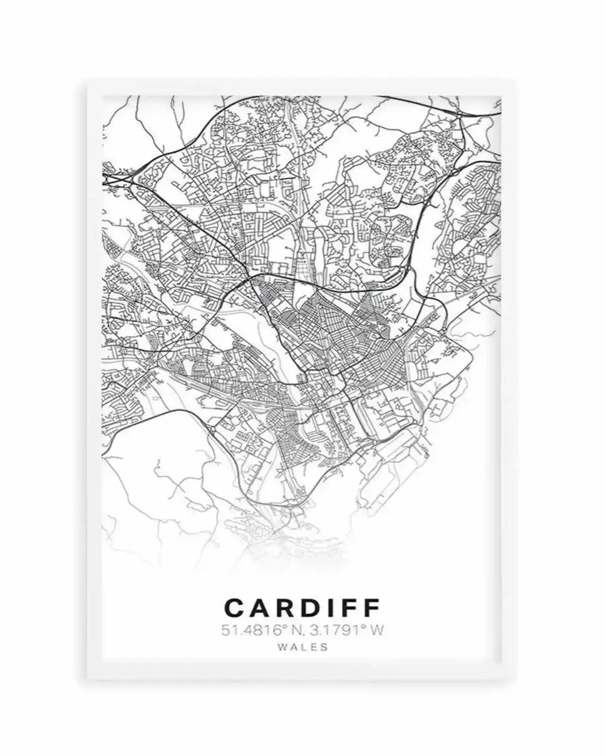 Line Art Map Of Cardiff Art Print from Olive et Oriel where you can shop wallpaper and artworks online