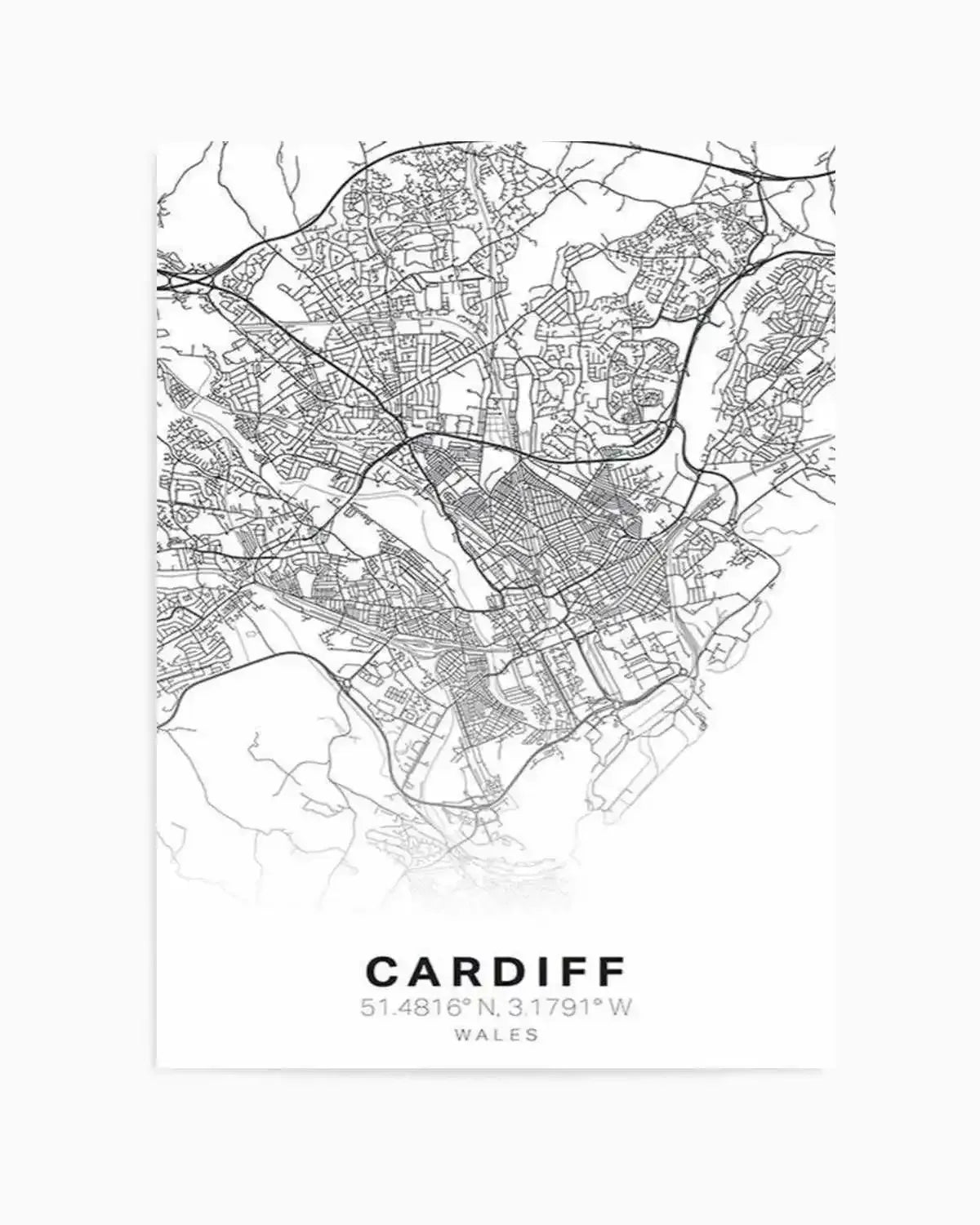 Line Art Map Of Cardiff Art Print from Olive et Oriel where you can shop wallpaper and artworks online