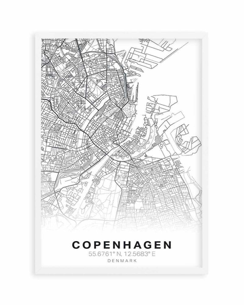 Line Art Map Of Copenhagen Art Print