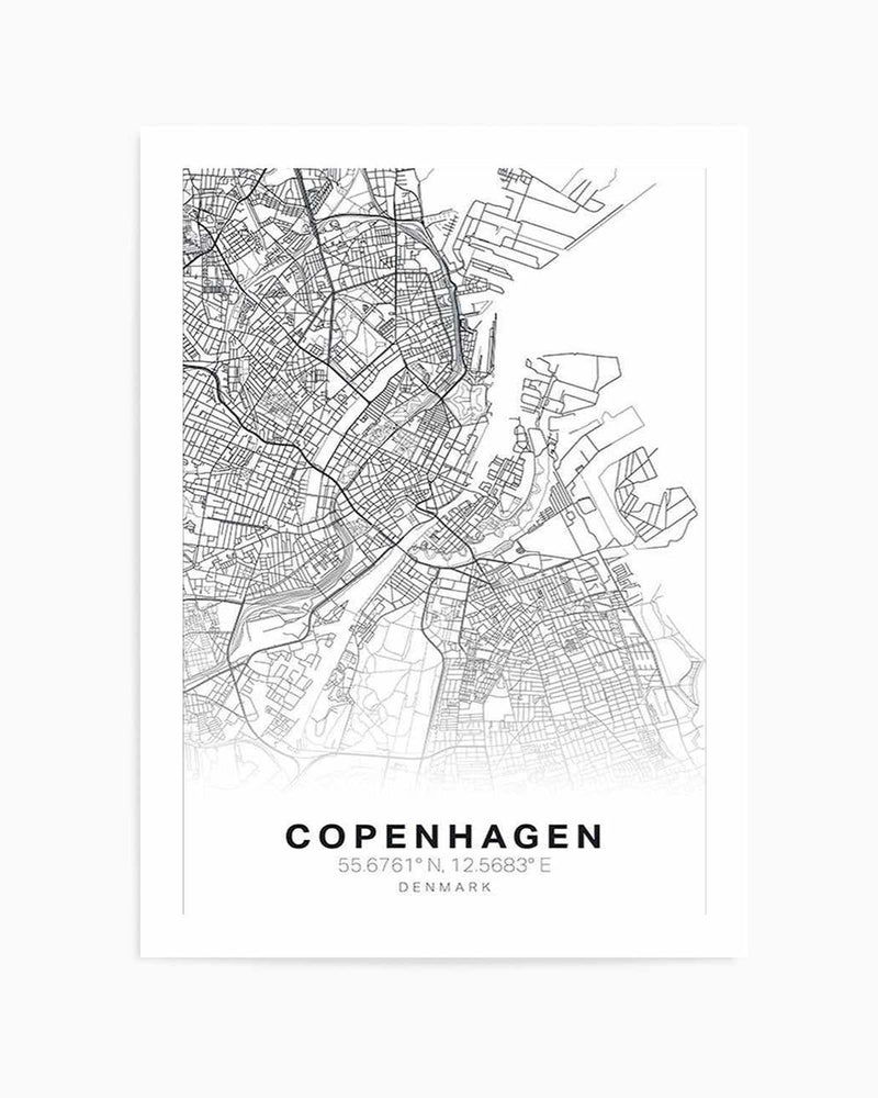 Line Art Map Of Copenhagen Art Print