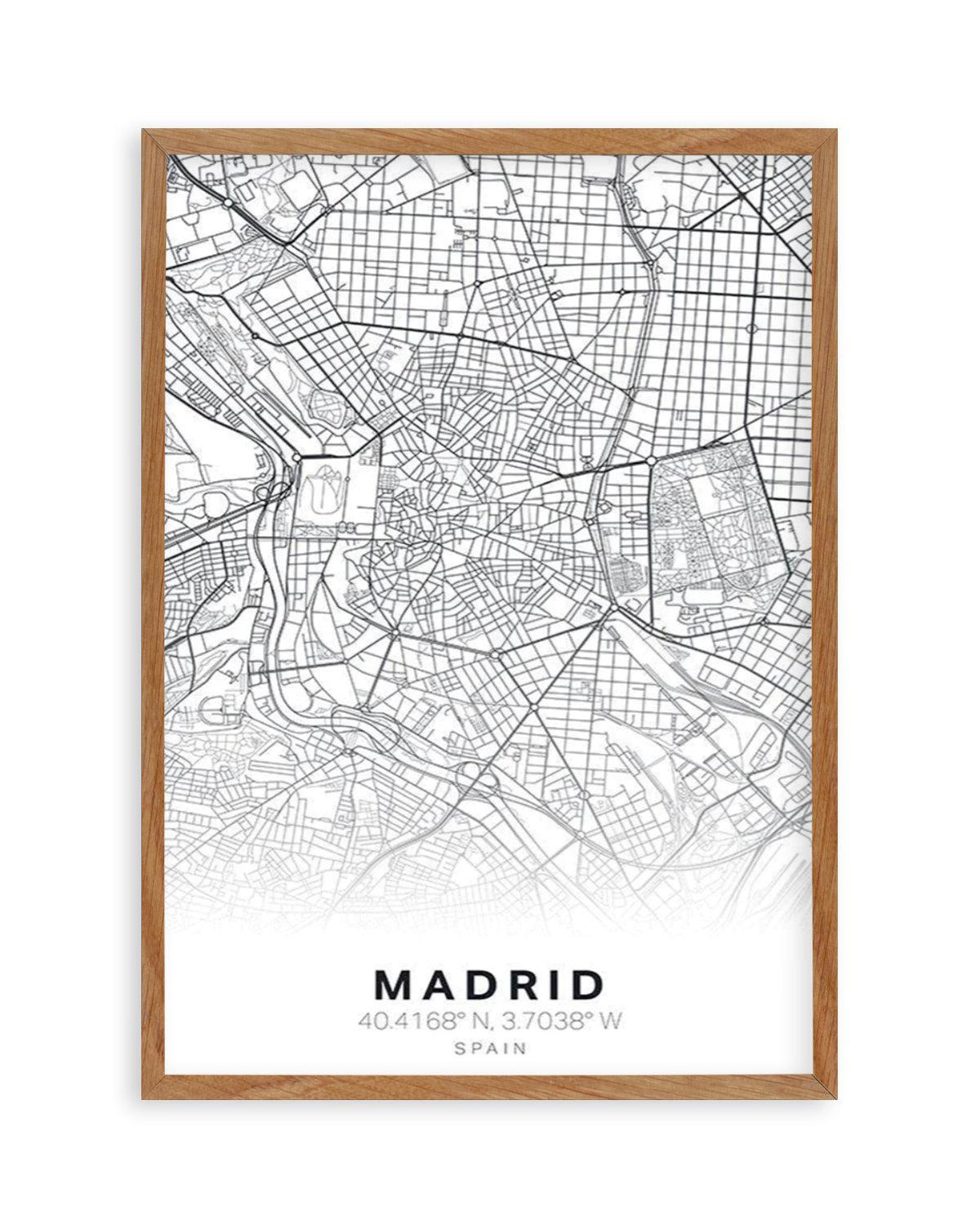 Line Art Map Of Madrid Art Print