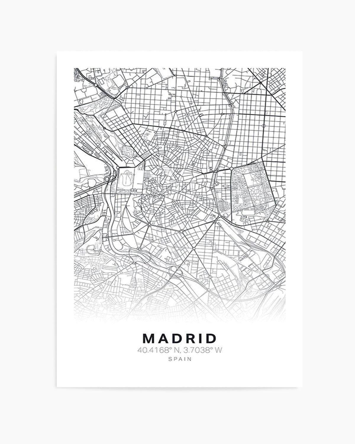 Line Art Map Of Madrid Art Print