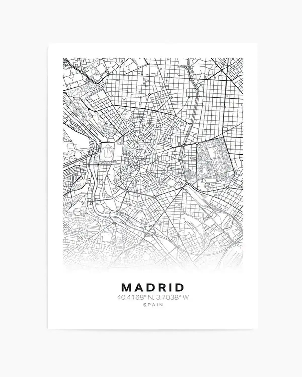 Line Art Map Of Madrid Art Print from Olive et Oriel where you can shop wallpaper and artworks online