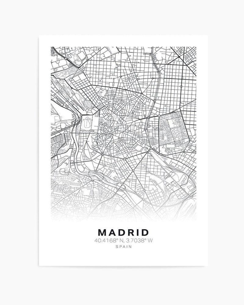 Line Art Map Of Madrid Art Print