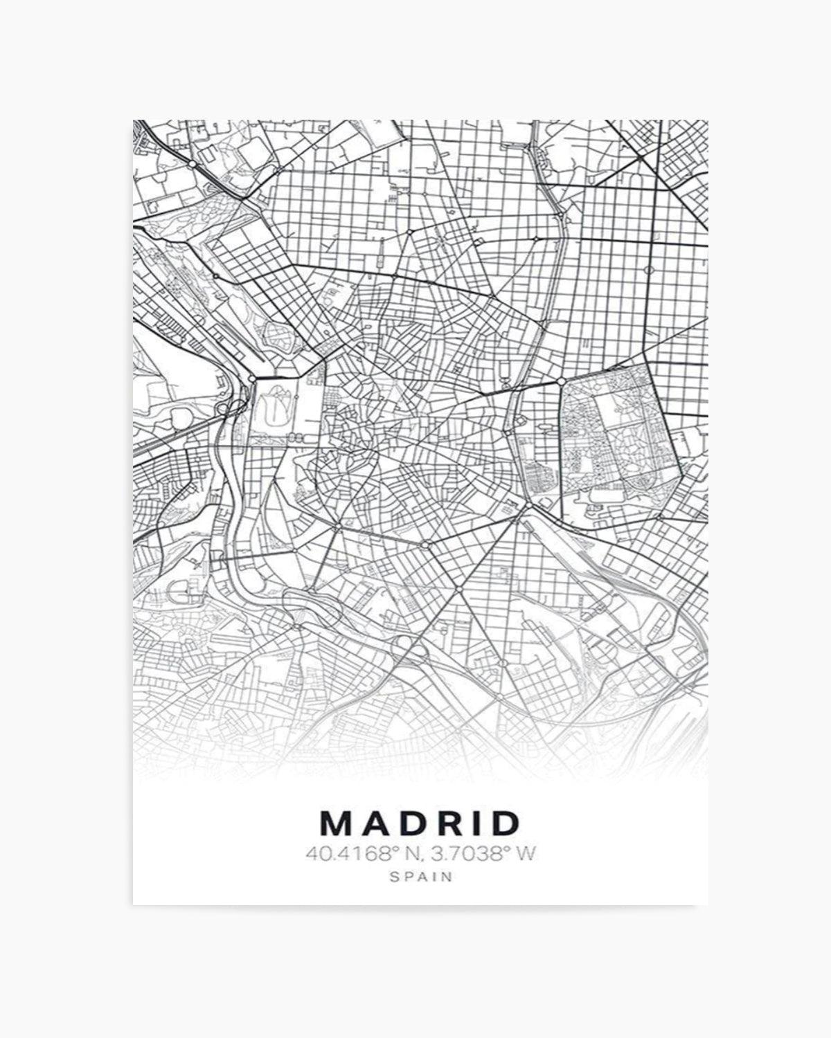 Line Art Map Of Madrid Art Print