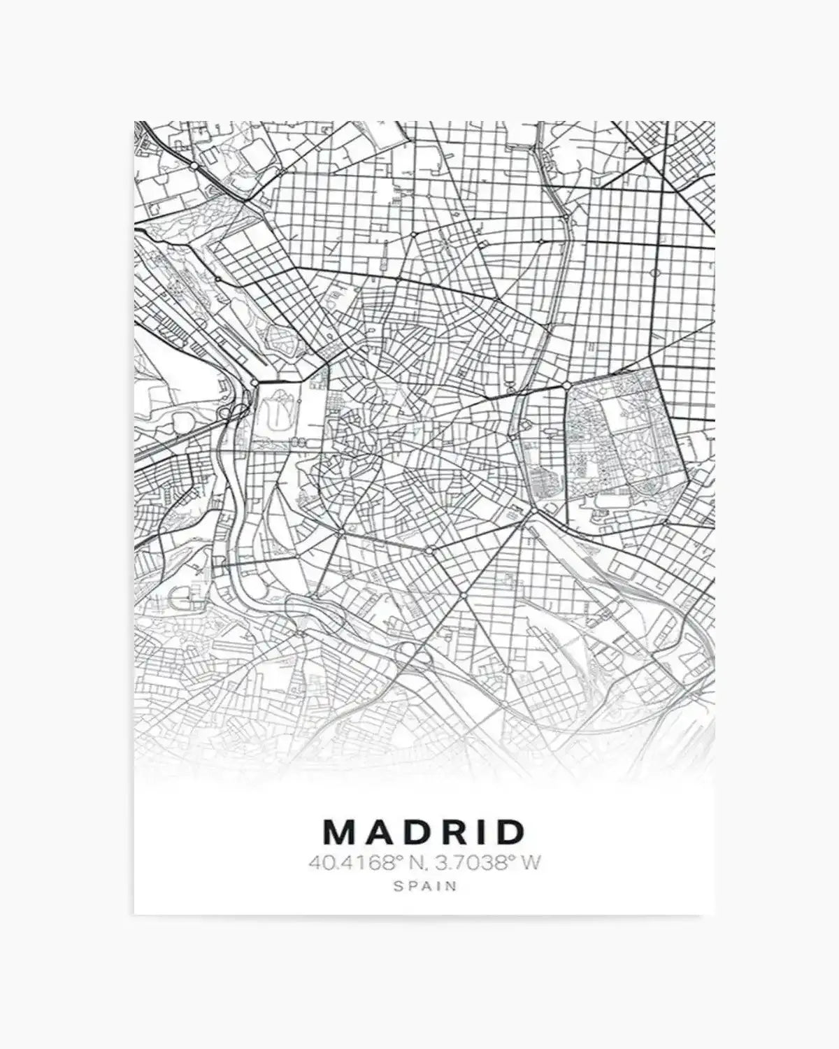 Line Art Map Of Madrid Art Print from Olive et Oriel where you can shop wallpaper and artworks online