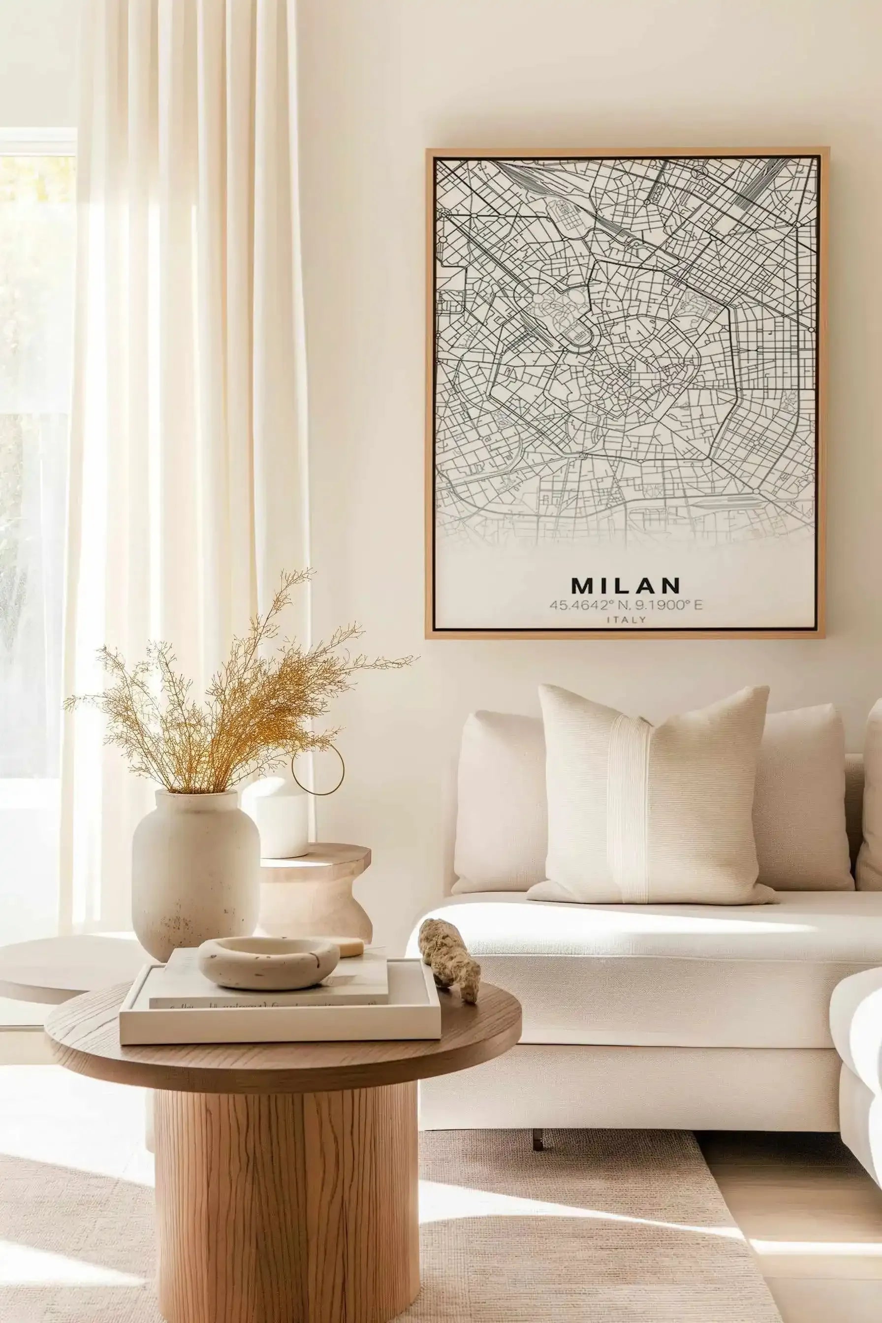 Line Art Map Of Milan | Framed Canvas Art Print from Olive et Oriel where you can shop wallpaper and artworks online