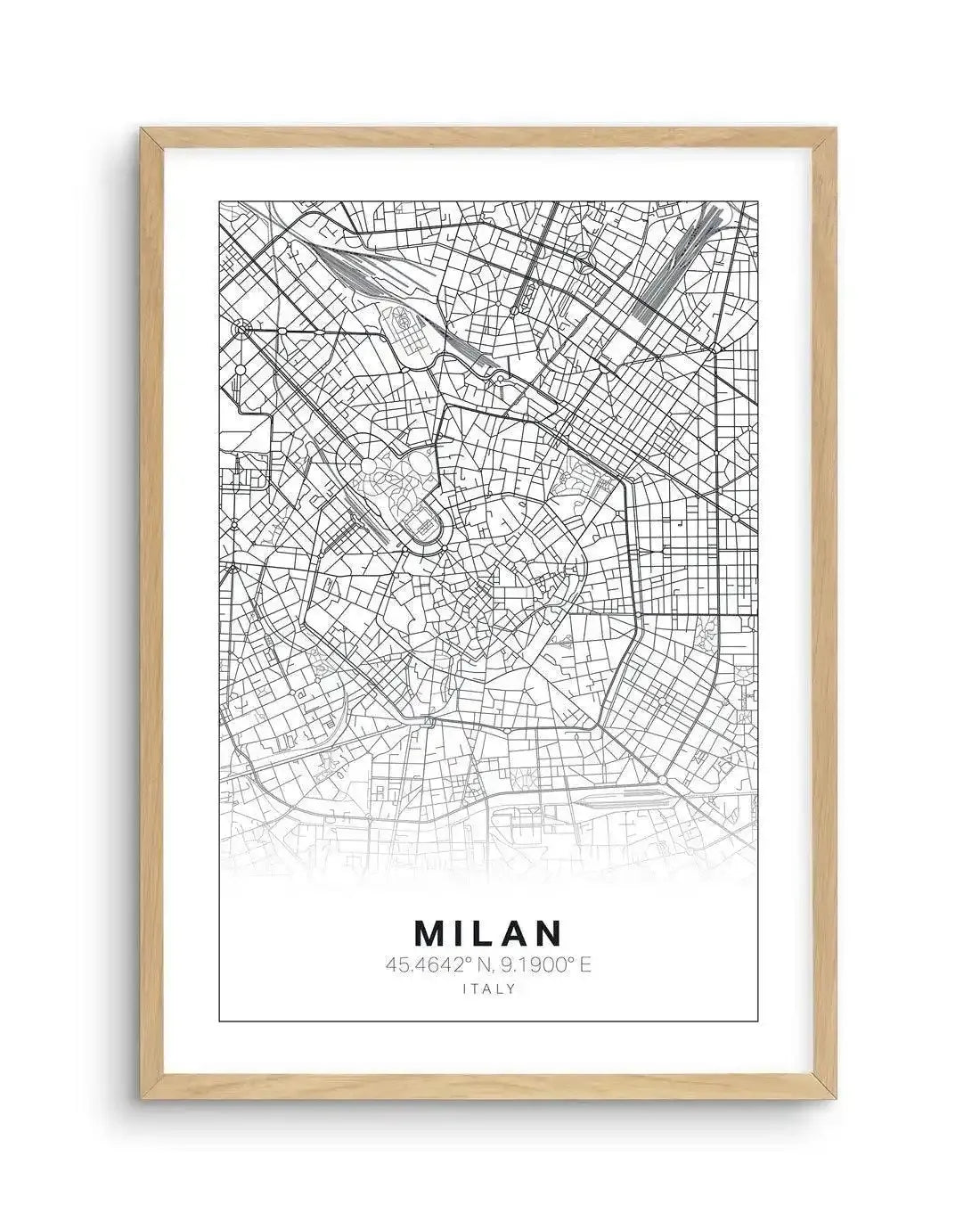 Line Art Map Of Milan Art Print-PRINT-Olive et Oriel-Olive et Oriel-A5 | 5.8" x 8.3" | 14.8 x 21cm-Oak-With White Border-Buy-Australian-Art-Prints-Online-with-Olive-et-Oriel-Your-Artwork-Specialists-Austrailia-Decorate-With-Coastal-Photo-Wall-Art-Prints-From-Our-Beach-House-Artwork-Collection-Fine-Poster-and-Framed-Artwork