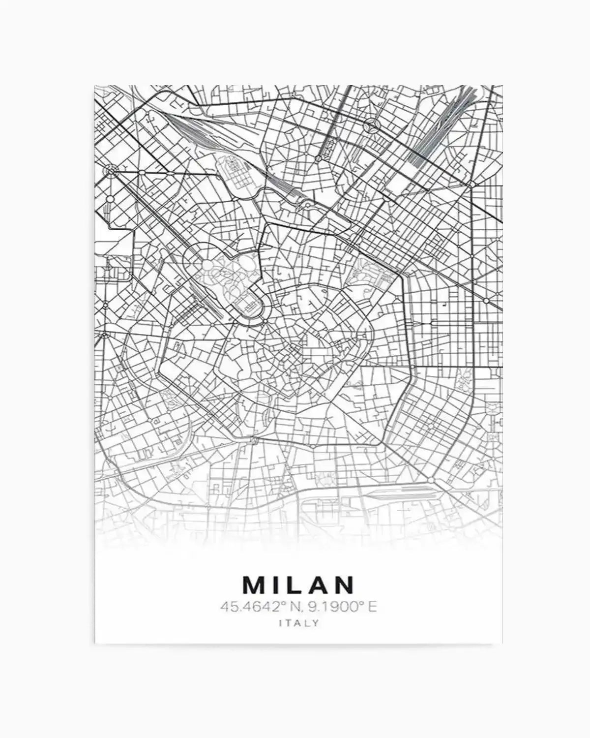 Line Art Map Of Milan Art Print from Olive et Oriel where you can shop wallpaper and artworks online