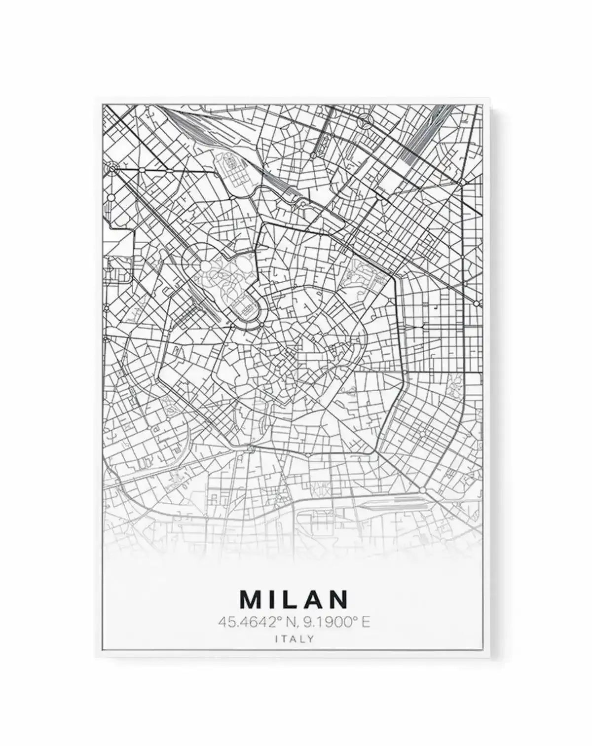 Line Art Map Of Milan | Framed Canvas-CANVAS-You can shop wall art online with Olive et Oriel for everything from abstract art to fun kids wall art. Our beautiful modern art prints and canvas art are available from large canvas prints to wall art paintings and our proudly Australian artwork collection offers only the highest quality framed large wall art and canvas art Australia - You can buy fashion photography prints or Hampton print posters and paintings on canvas from Olive et Oriel and have
