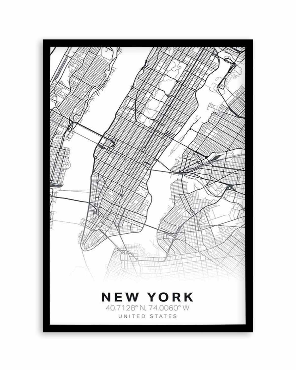 Line Art Map Of New York Art Print