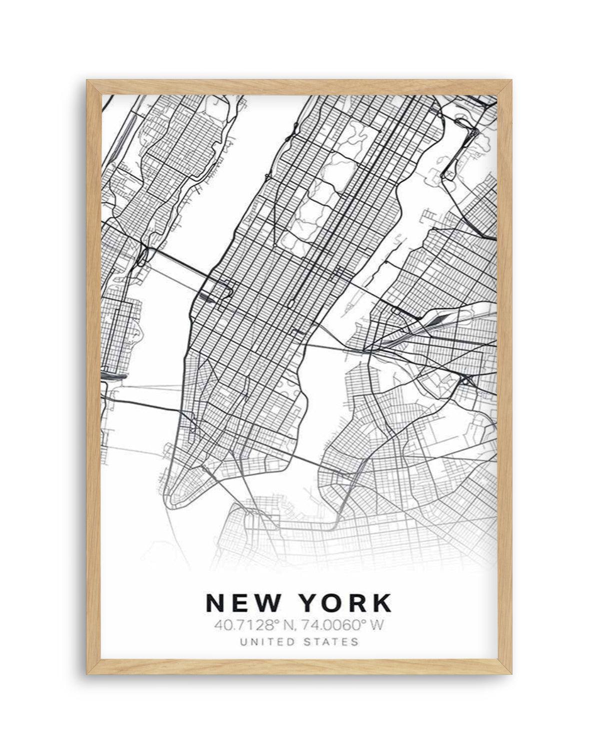 Line Art Map Of New York Art Print