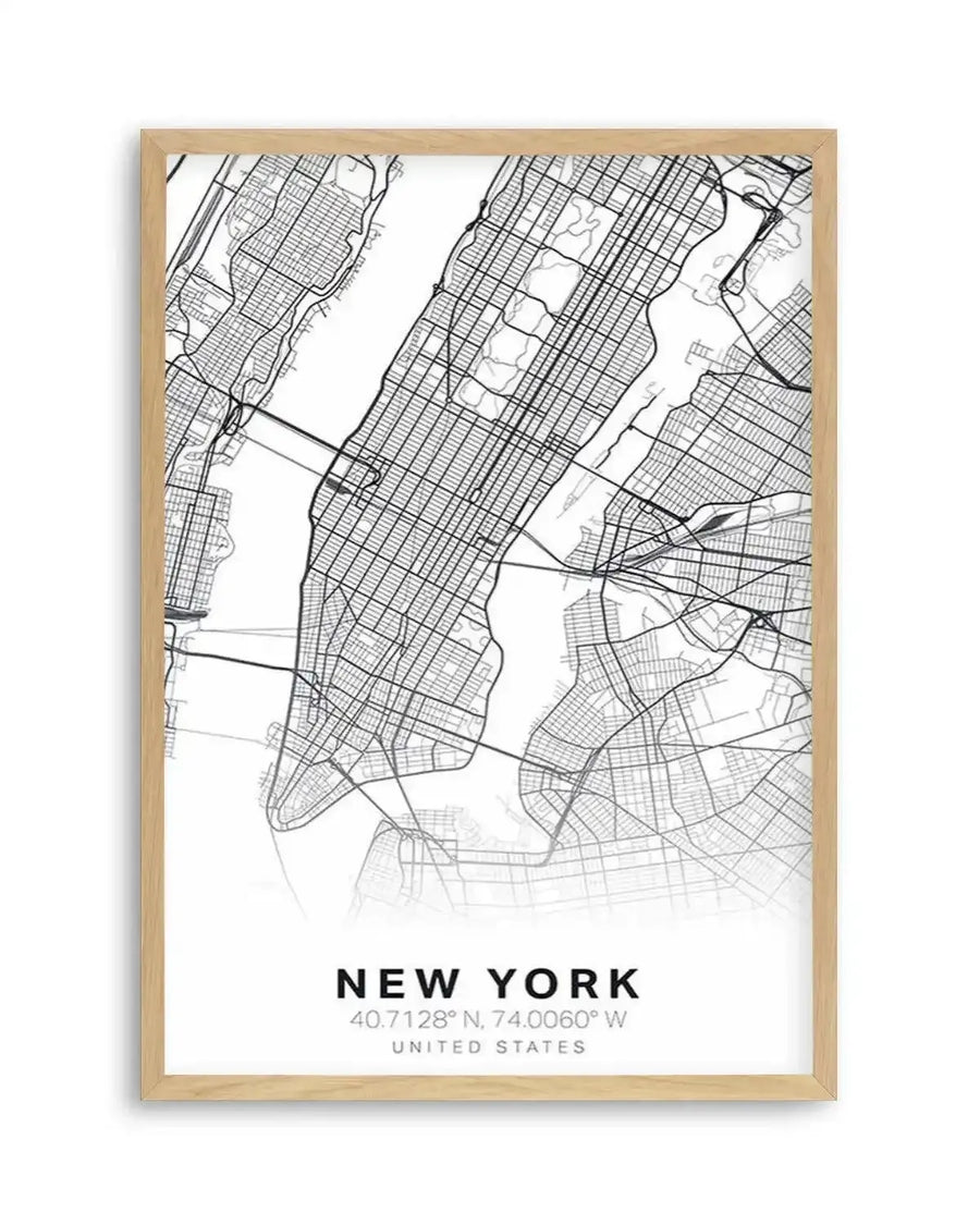 Line Art Map Of New York Art Print from Olive et Oriel where you can shop wallpaper and artworks online