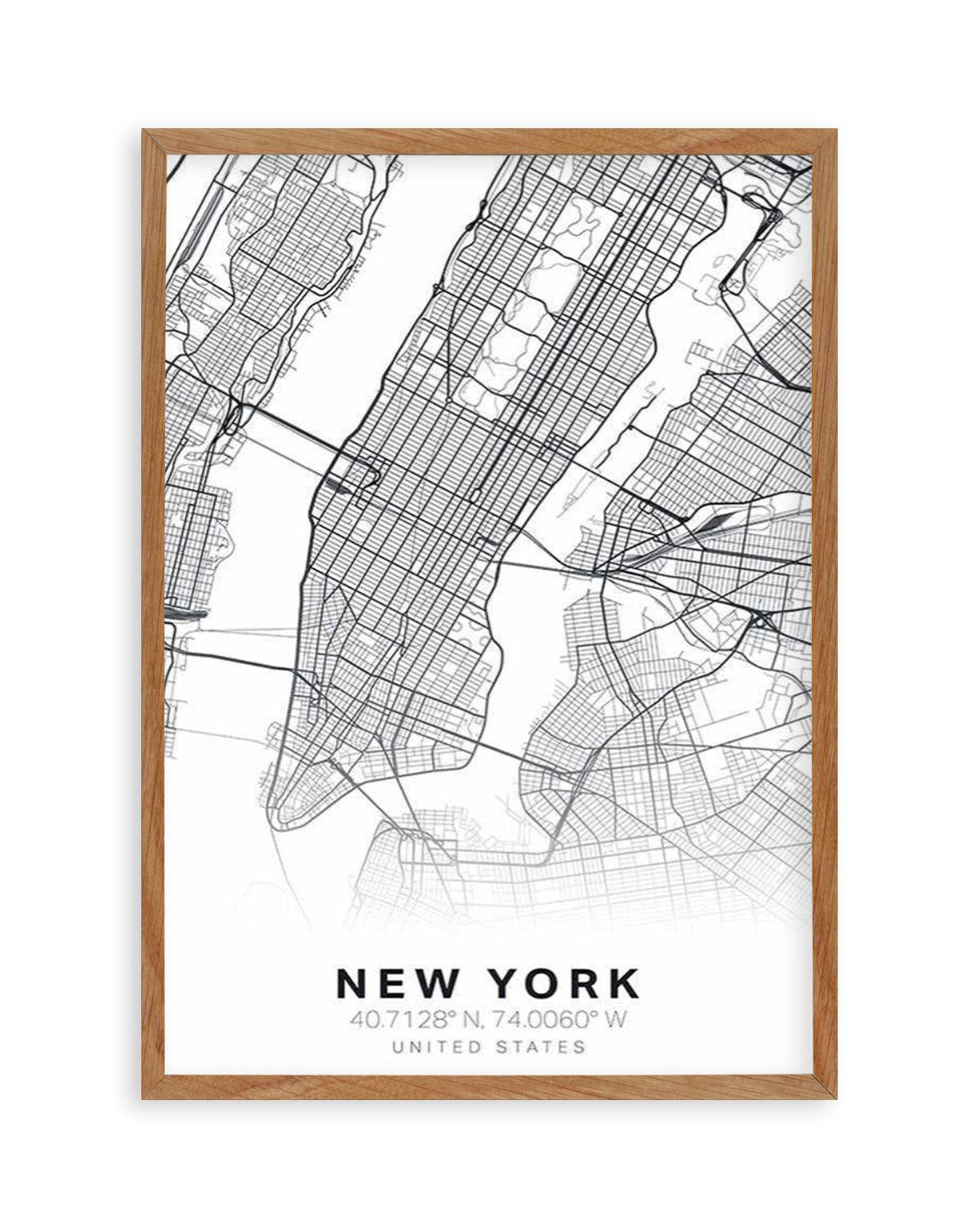 Line Art Map Of New York Art Print