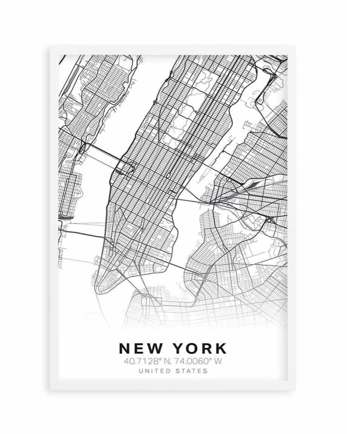 Line Art Map Of New York Art Print