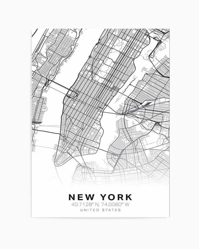 SHOP Line Art Map Of New York Wall Photographic Framed Fine Art Print