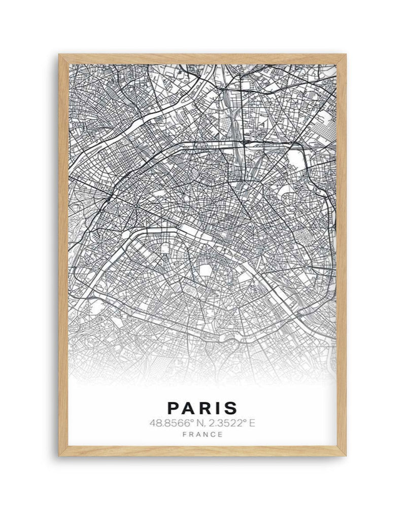 Line Art Map Of Paris Art Print