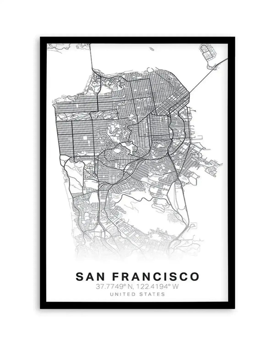 Line Art Map Of San Francisco Art Print from Olive et Oriel where you can shop wallpaper and artworks online
