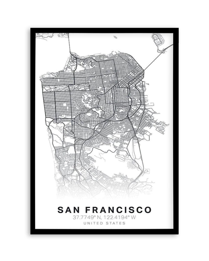 Line Art Map Of San Francisco Art Print