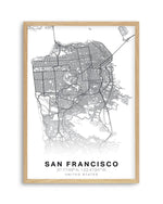 Line Art Map Of San Francisco Art Print