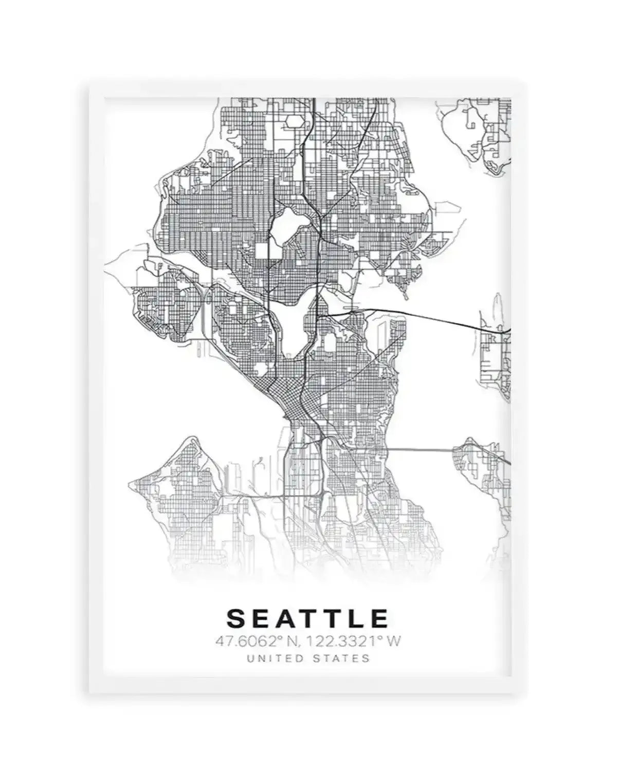 Line Art Map Of Seattle Art Print from Olive et Oriel where you can shop wallpaper and artworks online