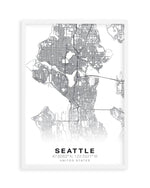 Line Art Map Of Seattle Art Print