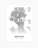 Line Art Map Of Seattle Art Print